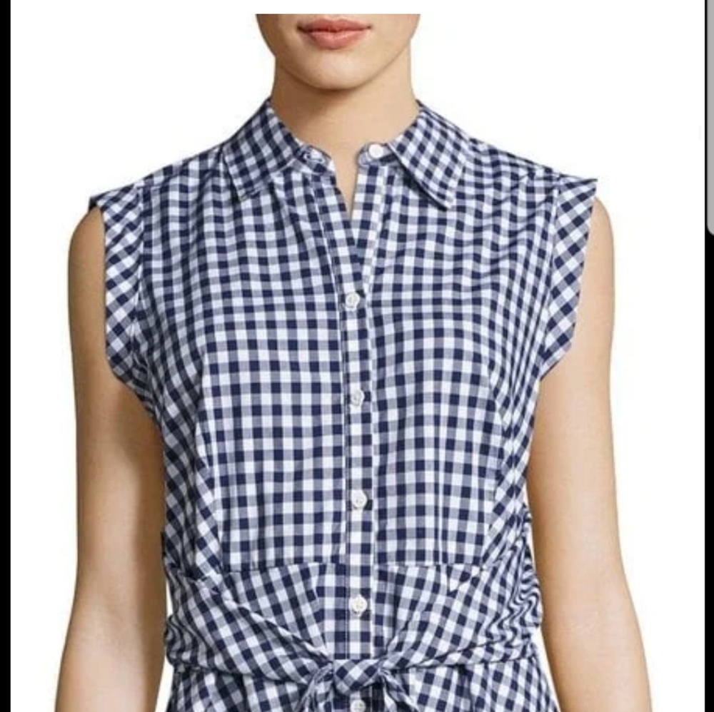 Neiman Marcus Navy Gingham Dress